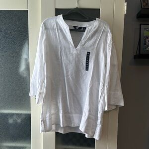 White V-Neck Tunic Top